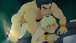 Anime kirmess brat having fun at hand senior man